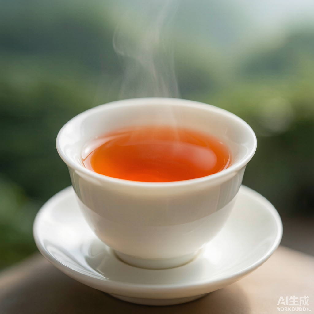 百岁红宜兴红茶茶汤特写（白瓷盖碗）